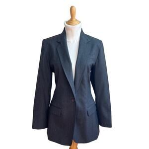 Vintage Lands End Oversized 90s Blazer 10 Wool Grey Made in USA Women Jacket
